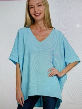 QT-1214D4 SB Zenana Woven Airflow Short Sleeve Top Various Sizes